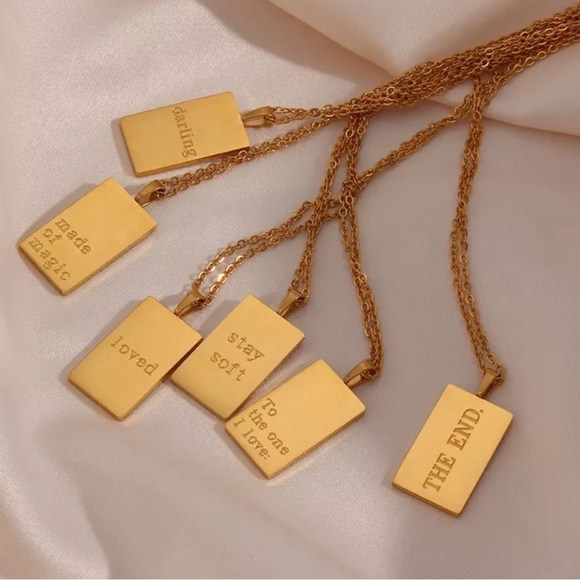 NEW 18K GOLD ENGRAVED LETTERS NECKLACE, NICE NECKLACE, CUTE NECKLACE - Picture 4 of 7